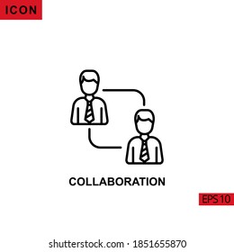 Colaboración de iconos. Colección de símbolos de iconos de esquema, línea o vector lineal para el concepto móvil y el diseño de aplicaciones web.