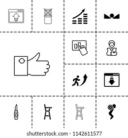 Up icon. collection of 13 up filled and outline icons such as lipstick, casino boy, money growth, hand on graph, baby chair. editable up icons for web and mobile.