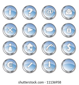 Icon collection 16 glossy blue buttons part 1. Find more in my portfolio.