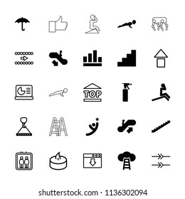 Up icon. collection of 25 up filled and outline icons such as escalator down, stairs, spray bottle, graph, keep dry cargo, stair. editable up icons for web and mobile.
