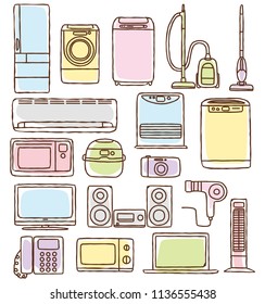 Icon collection of appliances.