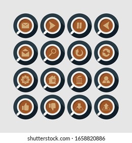 Icon Collection in Cappucino Flat Design Vector for Web Design
