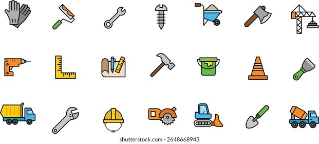 Icon collection of Construction Tools and Equipment
