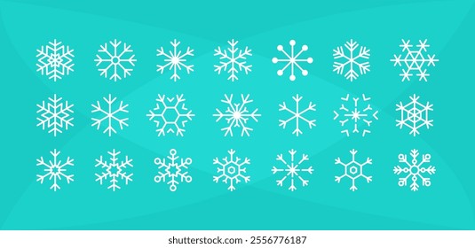 Icon collection of cute white snowflakes