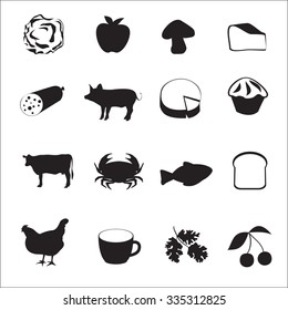 Icon collection of different type of food