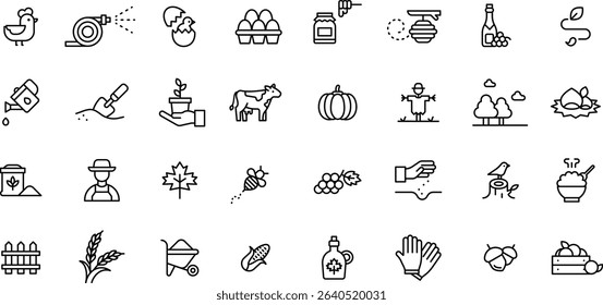 Icon collection of farming and agriculture