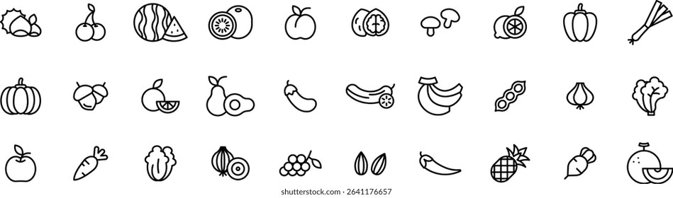 Icon collection of fruits and vegetables