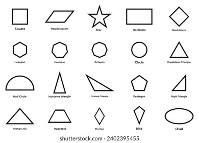 icon collection Geometric shapes set vector