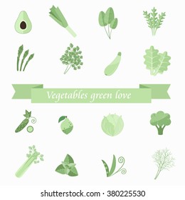 icon collection of herbs and green vegetables