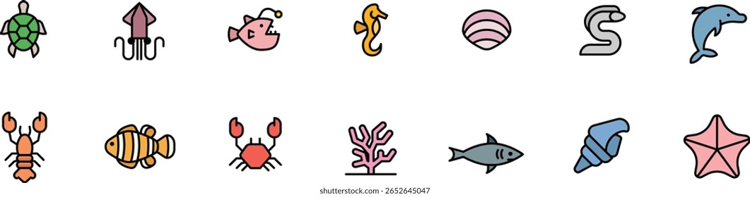 Icon collection of Marine Life 