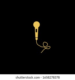 SYMBOL-SAMMLUNG, MIKROFONVEKTORILLUSTRATION, SCHWARZER HINTERGRUND.