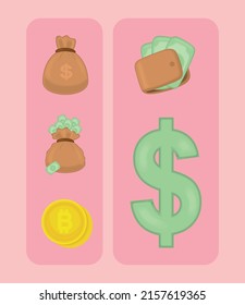 icon collection money vector layout