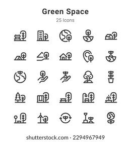 Icon collection on green space and related topic