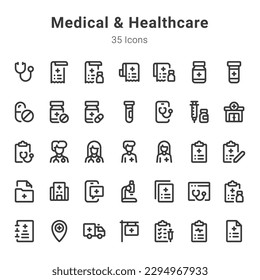 icon collection on healthcare, medical and related topic