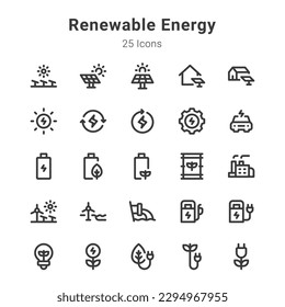 Icon collection on renewable energy and related topic