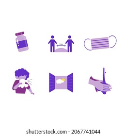 Icon Collection to prevent the spread of the covid-19 pandemic