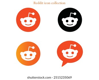 icon collection reddit logotype vector illustration