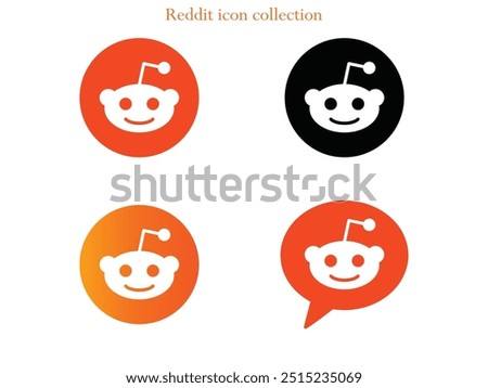 icon collection reddit logotype vector illustration