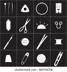 Icon collection of sewing equipment