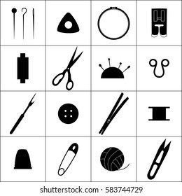 Icon collection of sewing equipment