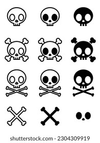 Icon collection with skull and bones