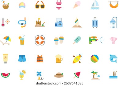 Icon collection of summer vacation