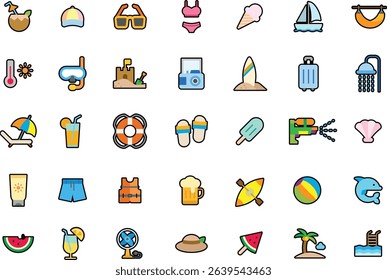 Icon collection of summer vacation