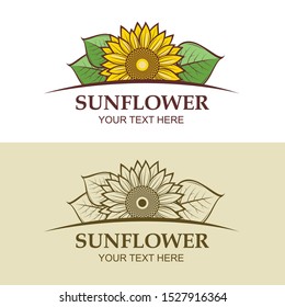 icon collection with sunflower flower isolated on white background