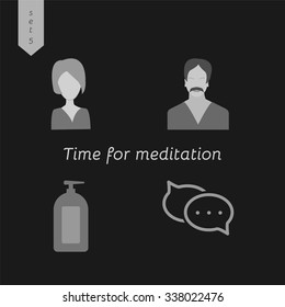 Icon Collection "Time for meditation" for your project. Vector