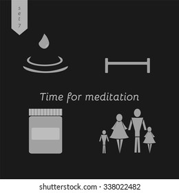 Icon Collection "Time for meditation" for your project. Vector