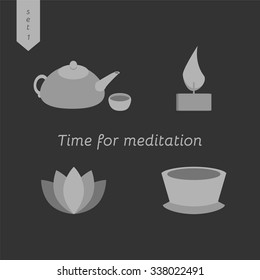 Icon Collection "Time for meditation" for your project. Vector