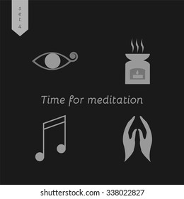 Icon Collection "Time for meditation" for your project. Vector