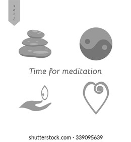 Icon Collection "Time for meditation" for your project. Vector