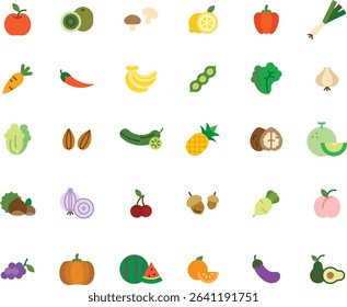 Icon collection of vegetables and fruits