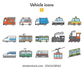 Icon collection of working vehicles