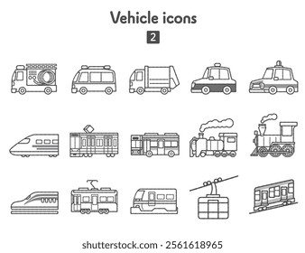 Icon collection of working vehicles