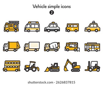 Icon collection of working vehicles