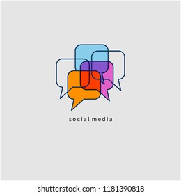 icon color bubbles with comments, online community vector logo , networking, social networks