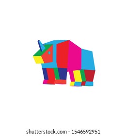 icon color illustration of the rhinoceros