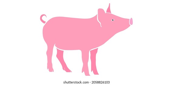 Icon in the color of the silhouette of a vector pink pig