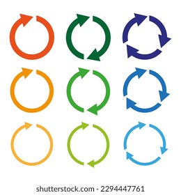Icon with colored circular arrows. Color concept. Business success. Vector illustration.