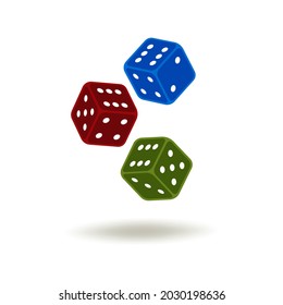 The icon of colored cubes is blue, red, green on a white background. A vector image.