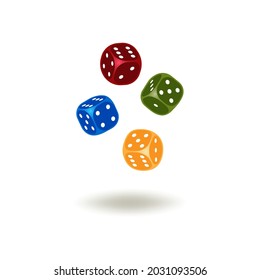 The icon of colored cubes is red, blue, green, orange on a white background. A vector image.