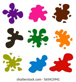 icon colored ink, set. dirt stains, drop, BLOB, splashing. vector illustration.