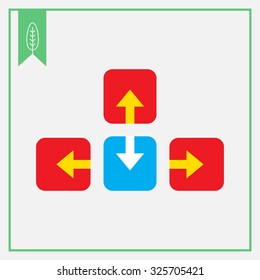 Icon of colored keyboard arrow buttons