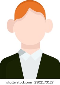 icon colored man young boy, adult avatar with short red hair faceless