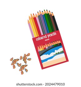 Icon colored pencil for childreen book et, a simple flat vector