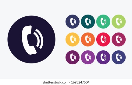 Icon in colored style : phone, contact, communication symbol.