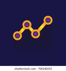 icon Colorful bar graph chart. Business illustration isolated sign symbol thin line for web, modern minimalistic flat design vector on blue background