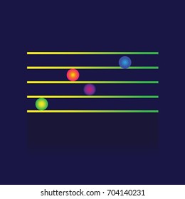 icon Colorful bar graph chart. Business illustration isolated sign symbol thin line for web, modern minimalistic flat design vector on blue background